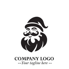 Santa Claus Logo Symbol in Black on White Background for Classic Holiday Branding and Design ArtPlus