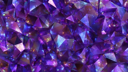Violet metallic birthday background with glitter foil, laser prism effects, disco-inspired tinsel, crystal texture, and luxurious festive carnival design