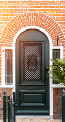 Typical dutch door. Dutch holland architectural detail, a door in Netherlands city. Dutch door