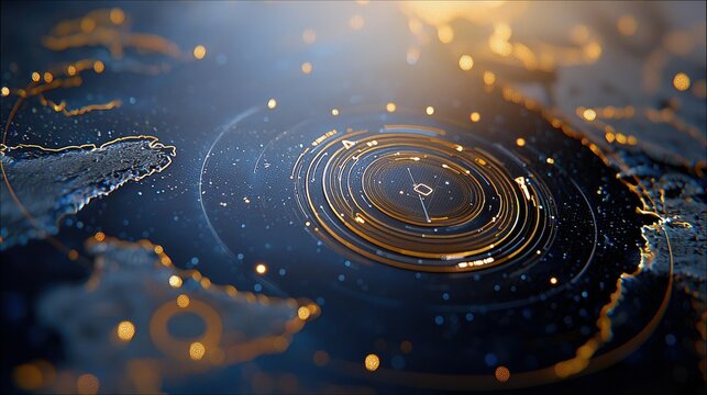 An abstract digital world map with glowing data lines and dots, representing global connectivity and data visualization. Futuristic and modern design. - Powered by Adobe