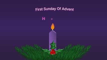 First Sunday of Advent Hope with Lit Candle and Festive Holly Animation