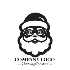 Santa Claus Logo Symbol in Black on White Background for Classic Holiday Branding and Design ArtPlus