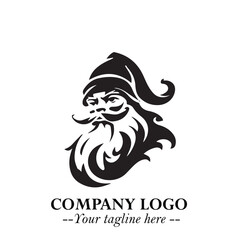 Santa Claus Logo Symbol in Black on White Background for Classic Holiday Branding and Design ArtPlus