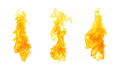 Collection of isolated flames on black background. Perfect for digital art, design and visual effects. Perfect for energy explosion scenes.