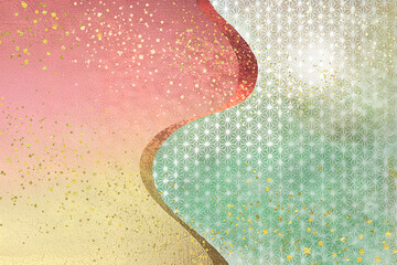 和紙_曲線_麻の葉_金箔紙吹雪