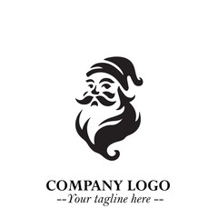 Santa Claus Logo Symbol in Black on White Background for Classic Holiday Branding and Design ArtPlus