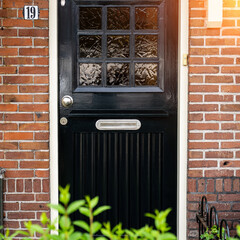 Typical dutch door. Dutch holland architectural detail, a door in Netherlands city. Dutch door