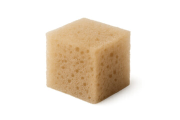 Beige foam cleaning sponge cube with porous structure
