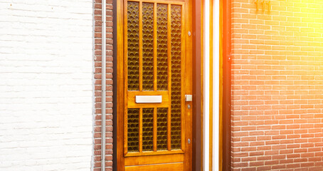 Typical dutch door. Dutch holland architectural detail, a door in Netherlands city. Dutch door