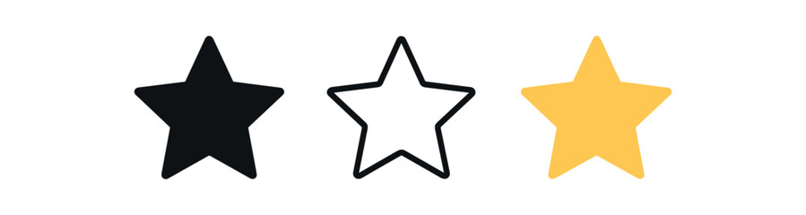 Obraz premium icons three simple icons one flat solid monochrome one thin black outline black and white one full color flat icon warm