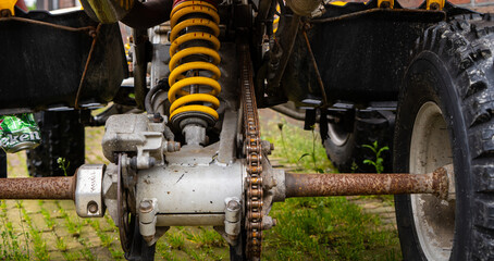 Yellow quadbike at the city street. © Iryna