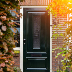 Typical dutch door. Dutch holland architectural detail, a door in Netherlands city. Dutch door