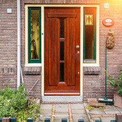 Typical dutch door. Dutch holland architectural detail, a door in Netherlands city. Dutch door