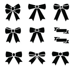 Elegant Ribbon Bow Silhouette Set &ndash; Decorative Vector Bow Icons Collection
