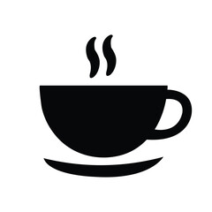Hot Coffee Cup Silhouette &ndash; Minimal Steaming Beverage Icon Vector