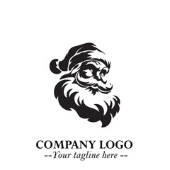 Santa Claus Logo Symbol in Black on White Background for Classic Holiday Branding and Design ArtPlus