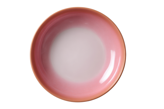 Pink gradient ceramic bowl with light center on black background white, Isolated On Transparent Background, Png Cut Out