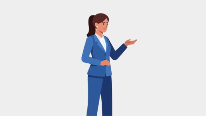 Illustration of professional woman in suit presenting business concept vector graphic design artwork asset brazil ceara