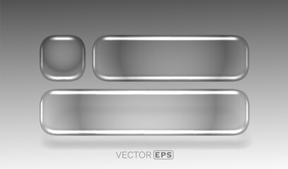 Naklejka na ściany i meble Glossy metallic and glass buttons and banners for modern design.