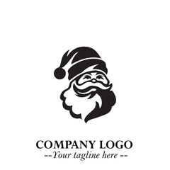 Santa Claus Logo Symbol in Black on White Background for Classic Holiday Branding and Design ArtPlus