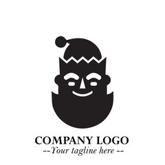 Santa Claus Logo Symbol in Black on White Background for Classic Holiday Branding and Design ArtPlus