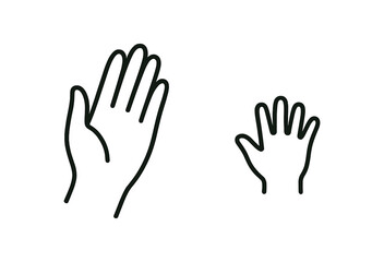 Fototapeta premium 2 minimal icons mom hand black outline child hand black outline