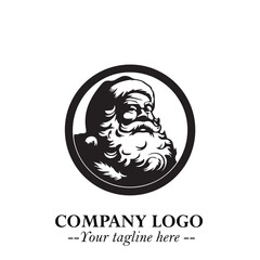 Santa Claus Logo Symbol in Black on White Background for Classic Holiday Branding and Design ArtPlus