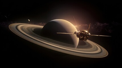 Space probe orbits ringed planet in deep space