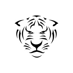 Fierce Stylized Tiger Head Logo in Black and White