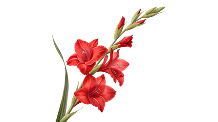 Obraz premium Beautiful red gladiolus flower isolated on a transparent background