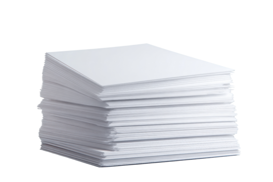 Stack of white paper sheets on black background isolated blank, Isolated On Transparent Background, Png Cut Out