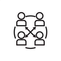 Cross-functional team icon symbolizing diverse expertise, direct communication, and shared project focus, representing agile development, collaborative work, multidisciplinary groups, and synergy.