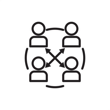 Cross-functional team icon symbolizing diverse expertise, direct communication, and shared project focus, representing agile development, collaborative work, multidisciplinary groups, and synergy.