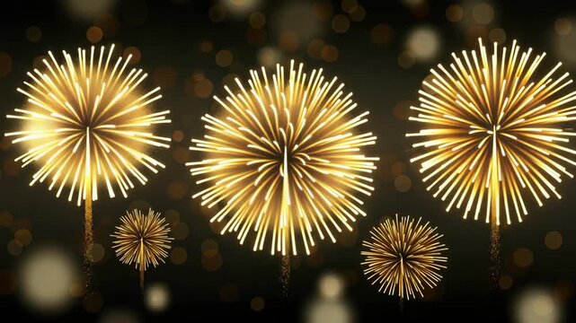 An of fireworks spelling out a message in the sky, as seen from below.