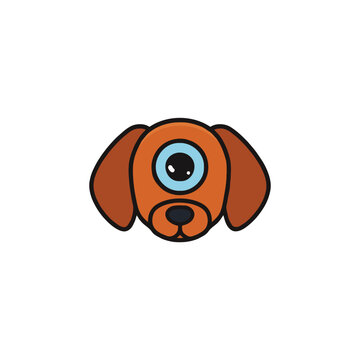 Whimsical canine character design featuring a unique cyclopean twist, great for children's
