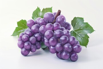 Fototapeta premium Fresh Purple Grapes with Green Leaves A Healthy Snack for Fruit Lovers on transparent background