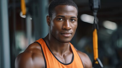 Dynamic workout session of athlete in gym fitness center portrait indoor motivational