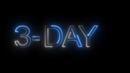 3-day calendar date icon illustration. on a black background and creating a stunning 4k illustration.