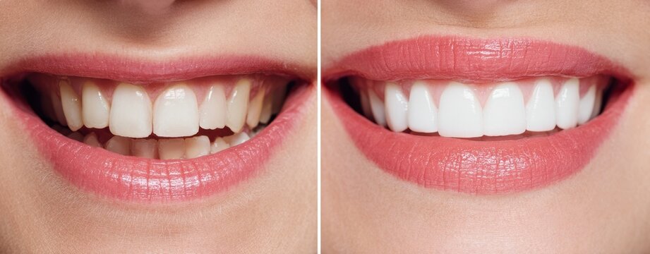 The Smile Transformation Showing Before and After Professional Cosmetic Teeth Whitening Results