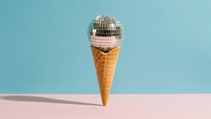 Ice cream cone with disco ball