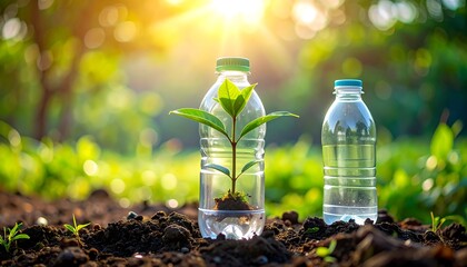 Recycling Plastic Bottles for Planting.