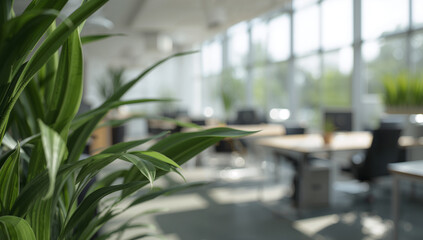 Indoor plant thriving in a contemporary office, bringing nature into a well-lit and serene workspace.