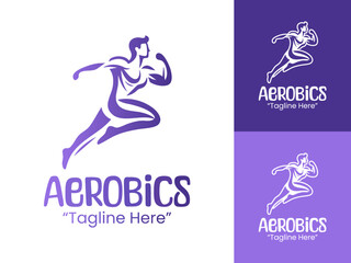 Aerobics Logo Dynamic Modern Fitness Identity