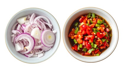 Red Onion Slices and Spicy Sauce.