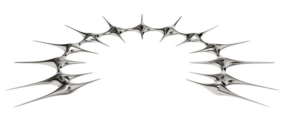 isolated futuristic spike structure. chrome metallic ring representing a digital barrier or hostile entity.