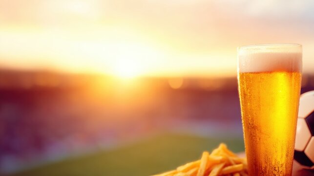 Enjoying a sunset with beer and snacks at a soccer field