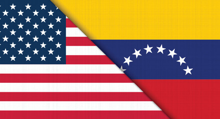Intersecting Flags of USA and Venezuela (Diagonal Split) Vector illustration