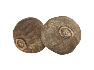 Dried brown allspice seeds watercolor illustration on isolated background. Jamaica pepper, myrtle pepper pile. Aromatic whole spice composition for menu, recipes, mulled wine or cooking decor.