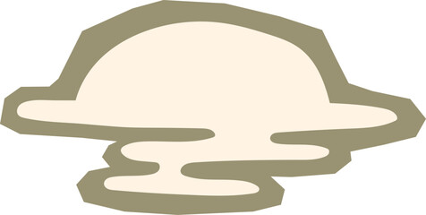 Abstract sunset over water or horizon line beige and sage green boho landscape element