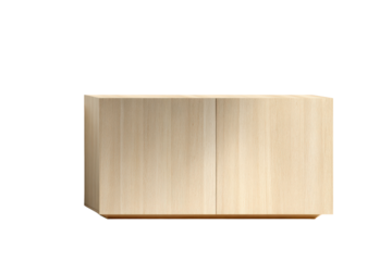 Light wood cabinet with two doors on a dark background furniture interior, Isolated On Transparent Background, Png Cut Out